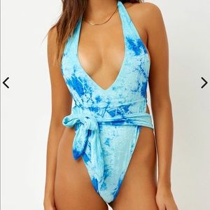 Frankies bikinis “Molly” one piece in aqua tie dye